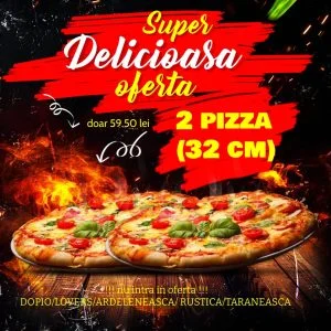 Oferta 2 pizza (32 cm ) la doar 59.5 lei Chiajna - Pizza Lovers Sector 6