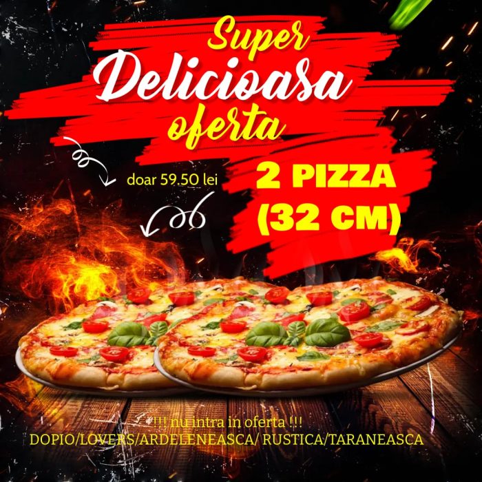 Oferta 2 pizza (32 cm ) la doar 59.5 lei Chiajna - Pizza Lovers Sector 6